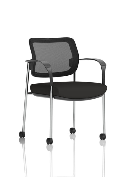 Brunswick Medium Back Visitor Office Chair with Fixed Arms with Castors - Mesh or Fabric - Multiple Colour Choices