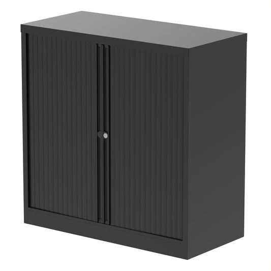 Qube by Bisley Metal Tambour Cupboard - 1000mm - Grey or Black