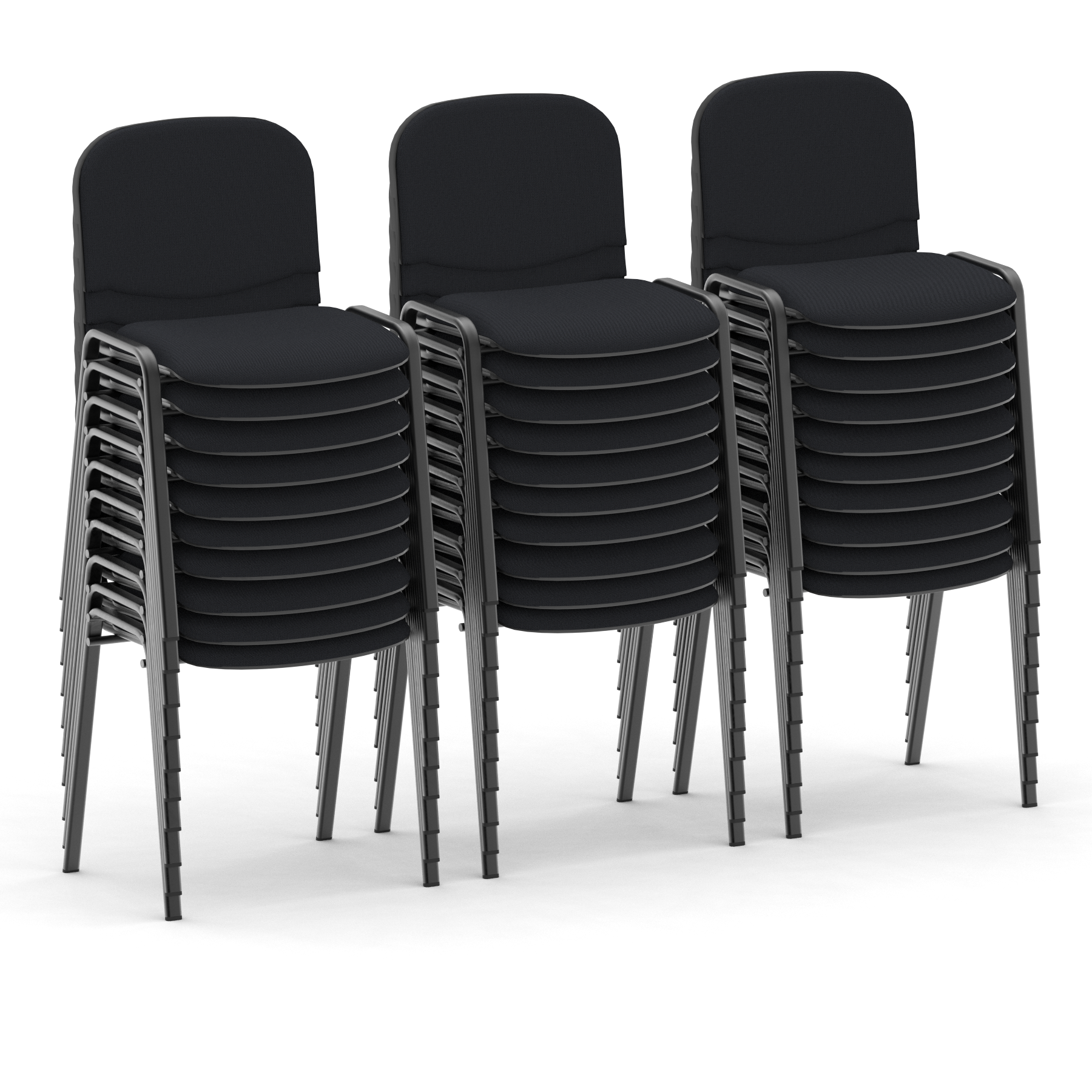 ISO Stacking Fabric Visitor/Conference Chair - Bundle of 30 - Available in Black, Blue, Charcoal or Wine - Black or Chrome Frame Huddersfield
