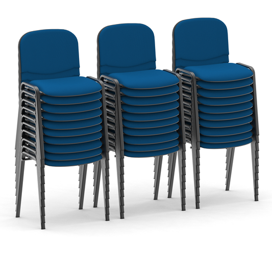 ISO Stacking Fabric Visitor/Conference Chair - Bundle of 30 - Available in Black, Blue, Charcoal or Wine - Black or Chrome Frame