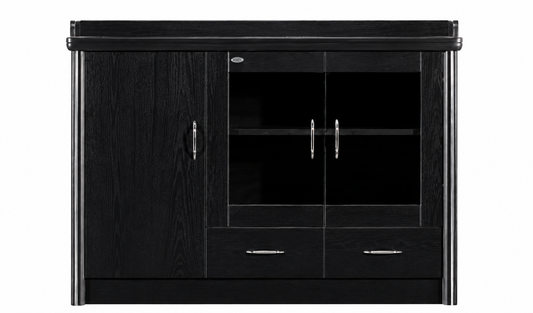Real Black Ash Wood Veneer Executive Office Storage Cupboard - 1200mm - K132