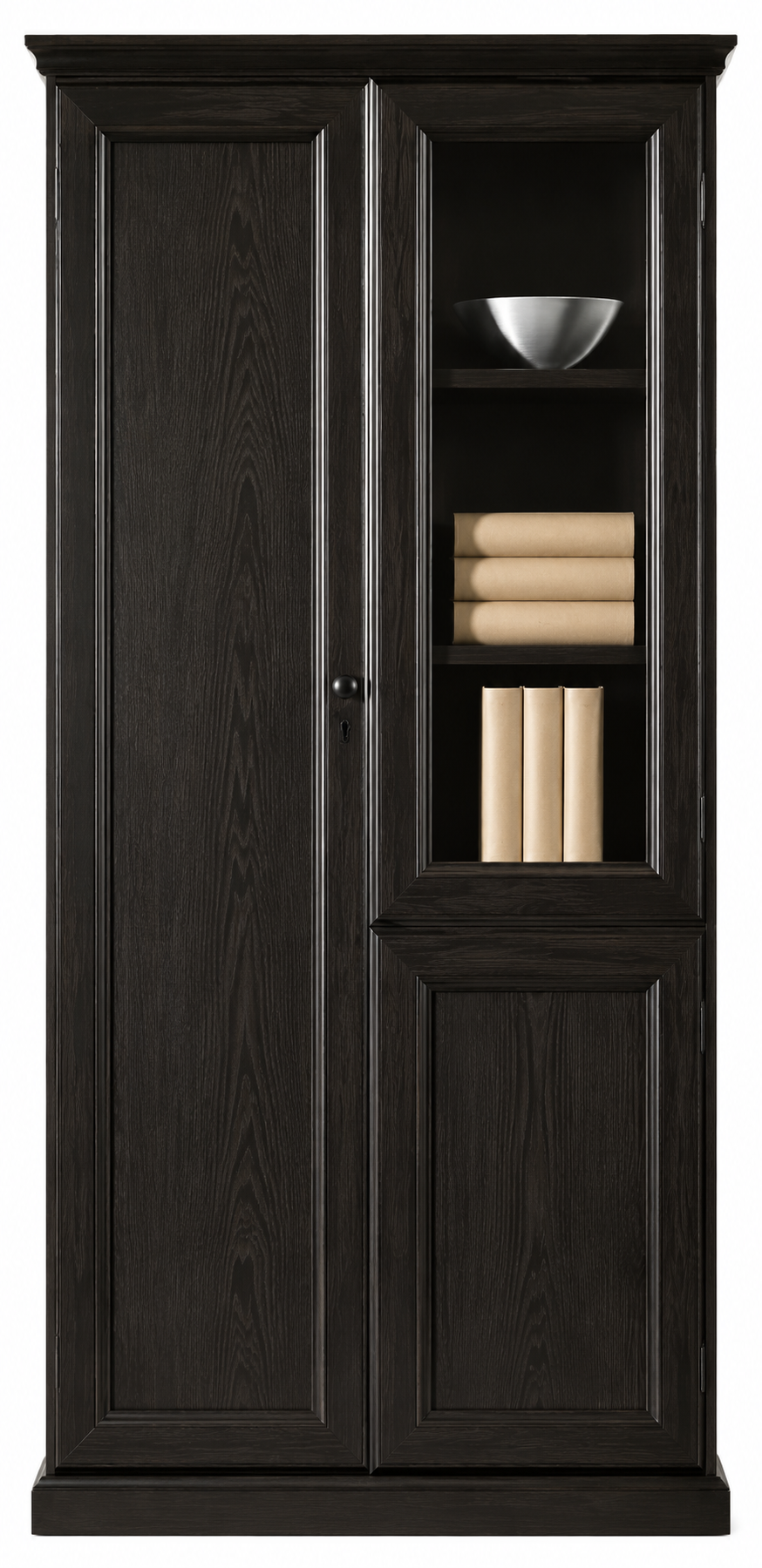 Real Black Ash Wood Veneer Executive Office Storage Two Door Bookcase - 900mm - 1502