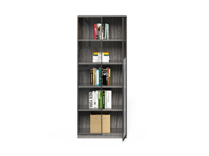 Modern Grey Oak Cupboard Shelving Display Unit with Glass Doors - CF-0804C