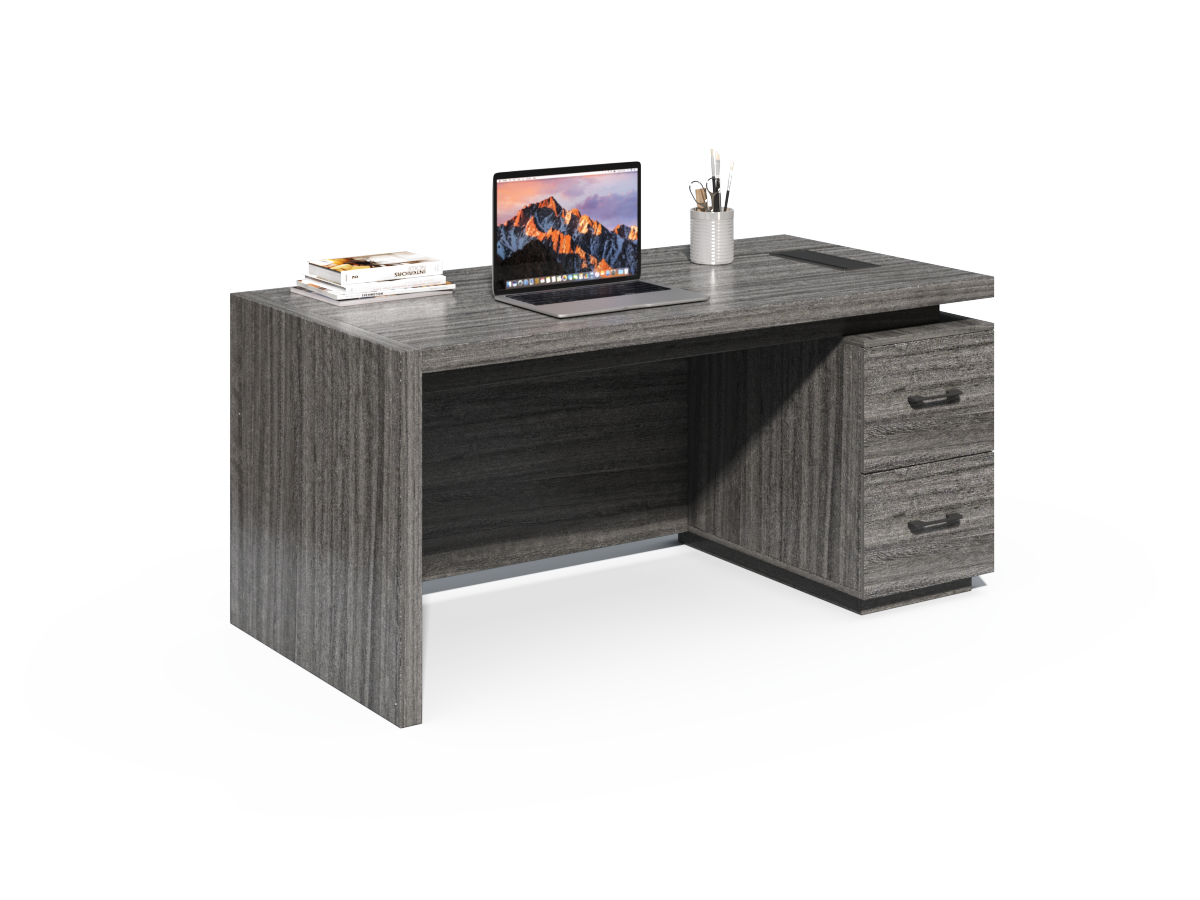 Modern Grey Oak Executive Office Desk with Built In Storage - A4 Suspension Filing Drawer - 1400mm, 1600mm or 1800mm - CF-STR-F