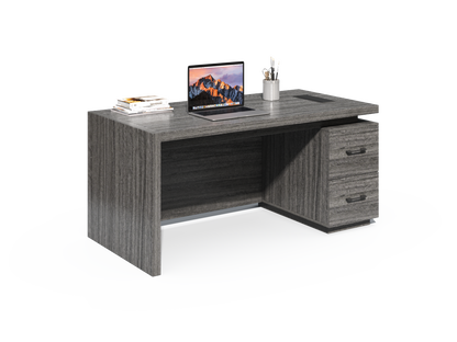 Modern Grey Oak Executive Office Desk with Built In Storage - A4 Suspension Filing Drawer - 1400mm, 1600mm or 1800mm - CF-STR-F