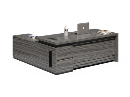 Modern Grey Oak Executive Corner Desk with Storage - 2400mm - CF-CRN-H