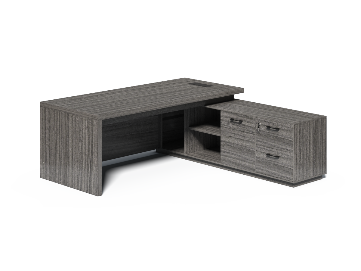 Modern Grey Oak Executive Corner Desk with Storage - 2400mm - CF-CRN-H