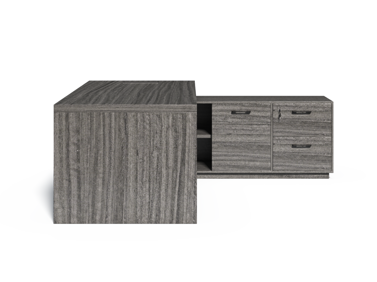 Modern Grey Oak Executive Corner Desk with Storage - 2400mm - CF-CRN-H