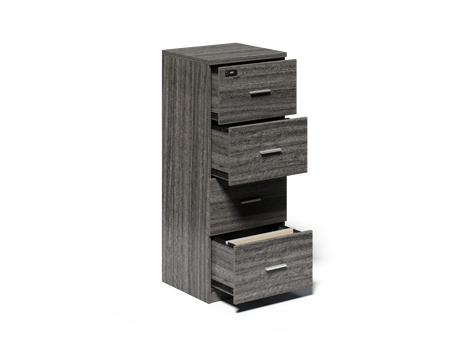 Modern Grey Oak Executive Four Drawer A4 Suspension Filing Cabinet - CF-480F