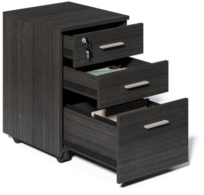 Modern Grey Oak Three Drawer Pedestal with Filing Drawer - CF-480K