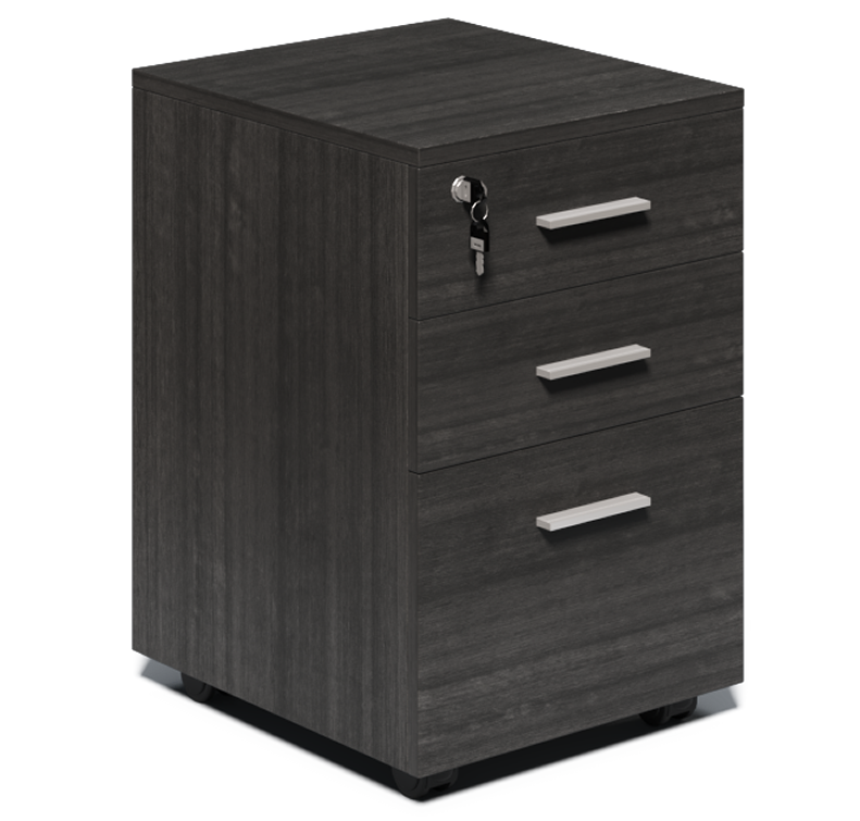 Modern Grey Oak Three Drawer Pedestal with Filing Drawer - CF-480K
