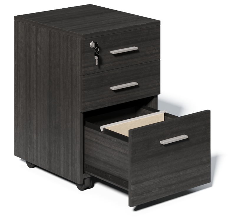 Modern Grey Oak Three Drawer Pedestal with Filing Drawer - CF-480K