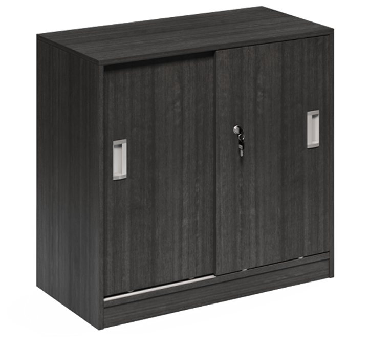 Modern Grey Oak Sliding Door Low Storage Cupboard - CF-750P