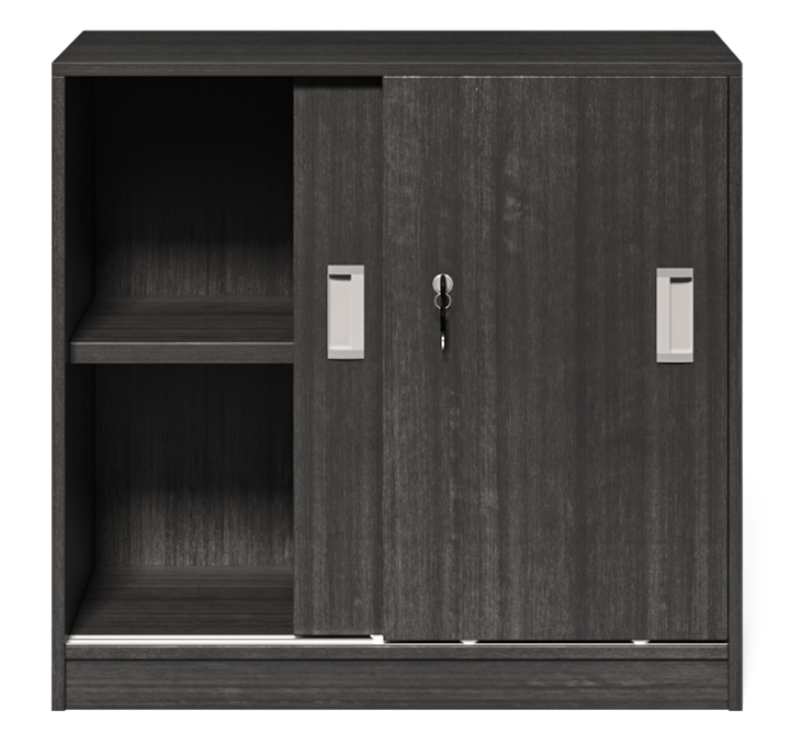 Modern Grey Oak Sliding Door Low Storage Cupboard - CF-750P