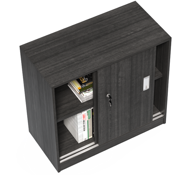 Modern Grey Oak Sliding Door Low Storage Cupboard - CF-750P