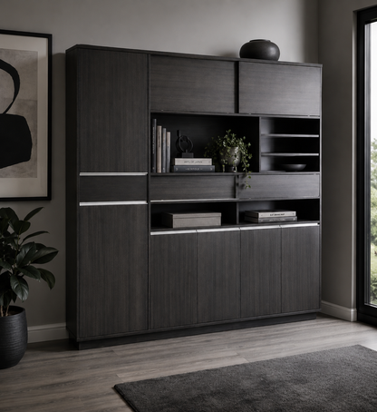 Modern Grey Oak Executive Bookcase - 2000mm - DG-BOOKCASE-04