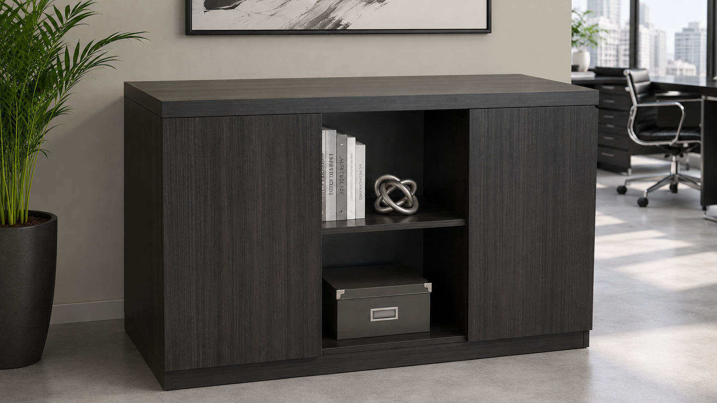 Modern 1200mm Wide Grey Oak Executive Office Cupboard - DG07-S0312-04