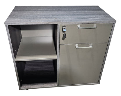 Modern Grey Oak Veneer Mobile Desk High Side Return - DG17-S0808