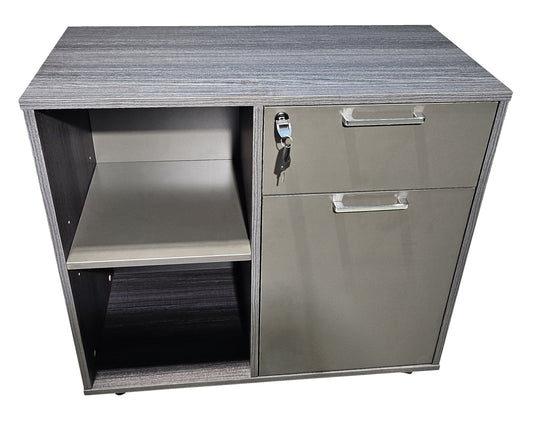 Modern Grey Oak Veneer Mobile Desk High Side Return - DG17-S0808