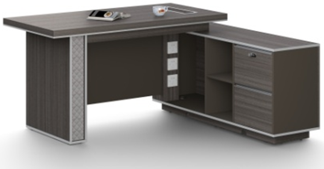 Modern Grey Oak Executive Corner Desk with Stylish Grey Leather Design - 1600mm, 1800mm & 2000mm - DG25-D01