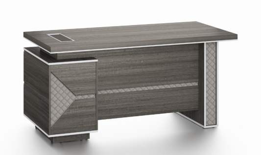 Modern Grey Oak Executive Straight Desk with Stylish Grey Leather Design - 1600mm, 1800mm & 2000mm - DG25-D01