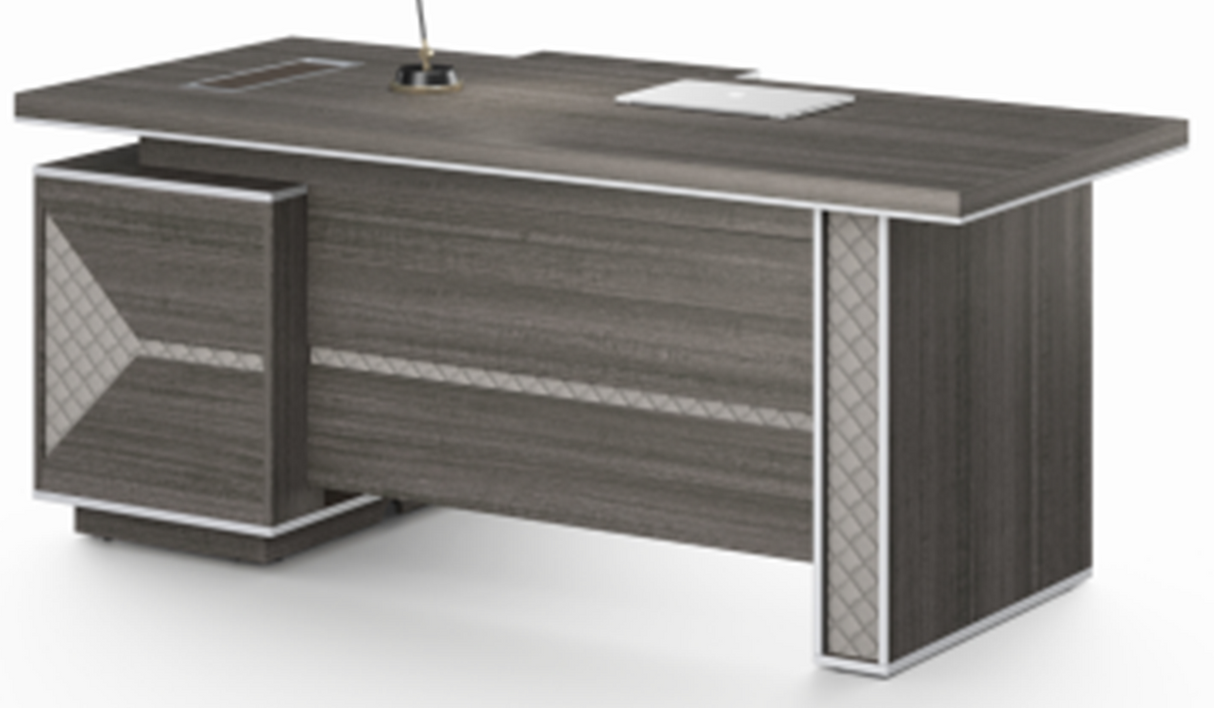 Modern Grey Oak Executive Corner Desk with Stylish Grey Leather Design - 1600mm, 1800mm & 2000mm - DG25-D01