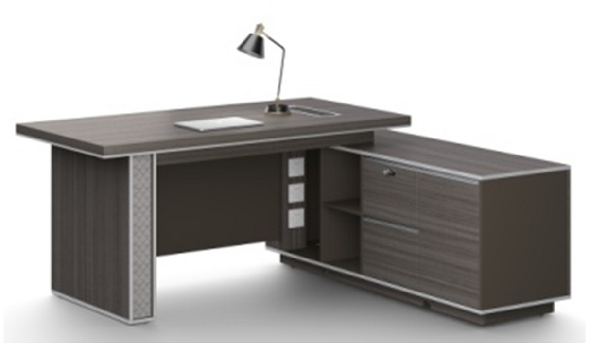 Modern Grey Oak Executive Corner Desk with Stylish Grey Leather Design - 1600mm, 1800mm & 2000mm - DG25-D01