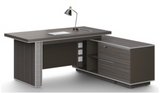 Modern Grey Oak Executive Corner Desk with Stylish Grey Leather Design - 1600mm, 1800mm & 2000mm - DG25-D01