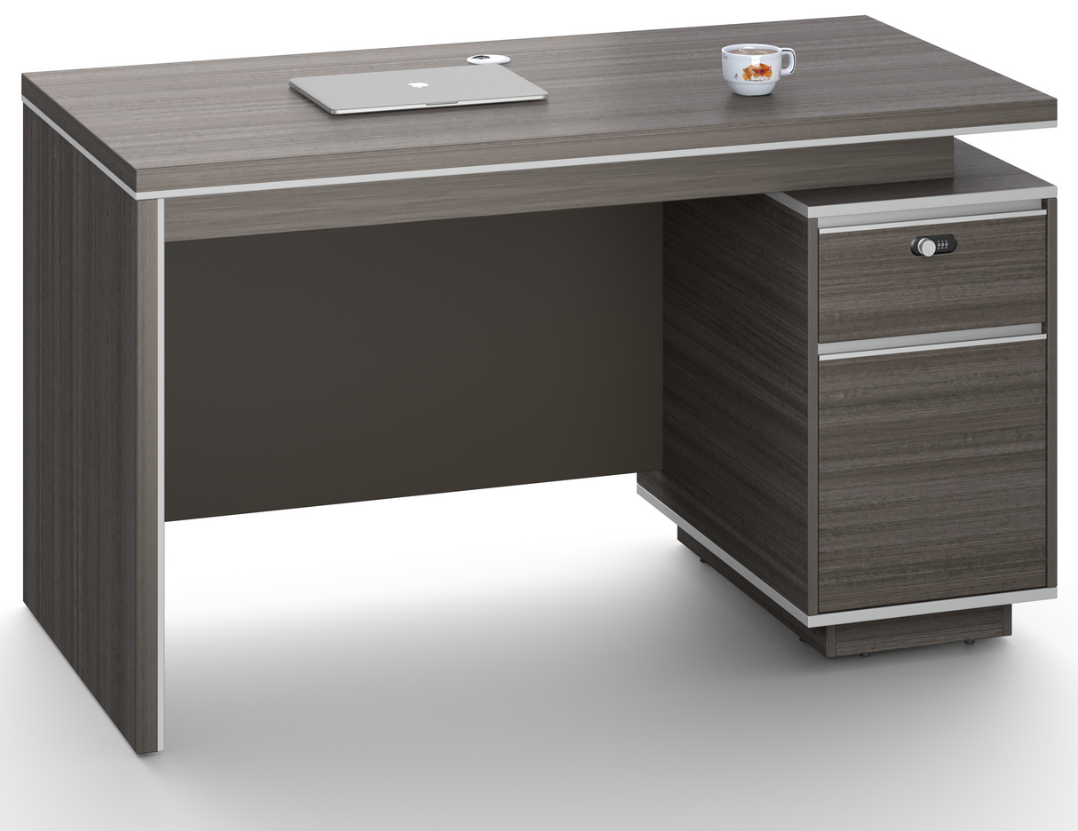 Modern Home Grey Oak Executive Office Desk with Built in Storage - 1200mm or 1400mm - DG25-D08