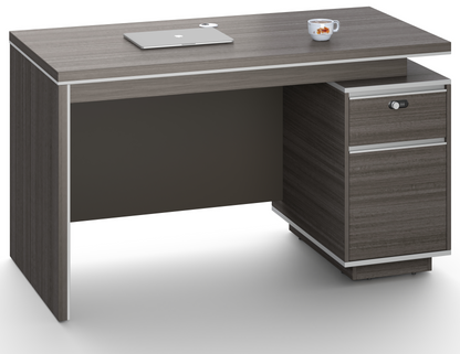Modern Home Grey Oak Executive Office Desk with Built in Storage - 1200mm - DG25-D08