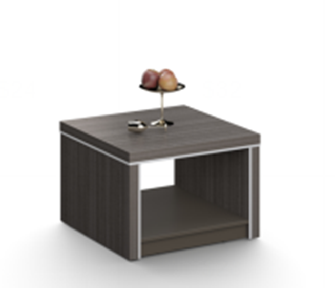 Modern Grey Oak Square Coffee Table with Aluminium Edge - 600mm - DG25-F0106