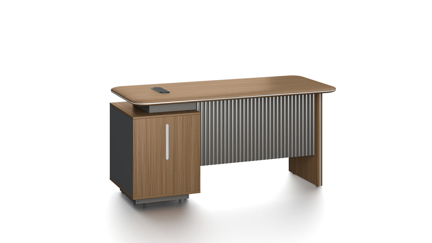 Premium Executive Straight Office Desk in American Walnut Melamine - Desktop Power Included - 1600mm, 1800mm, 2000mm - DG27-D01-STRAIGHT