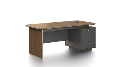 Premium Executive Straight Office Desk in American Walnut Melamine - Desktop Power Included - 1600mm, 1800mm, 2000mm - DG27-D01-STRAIGHT