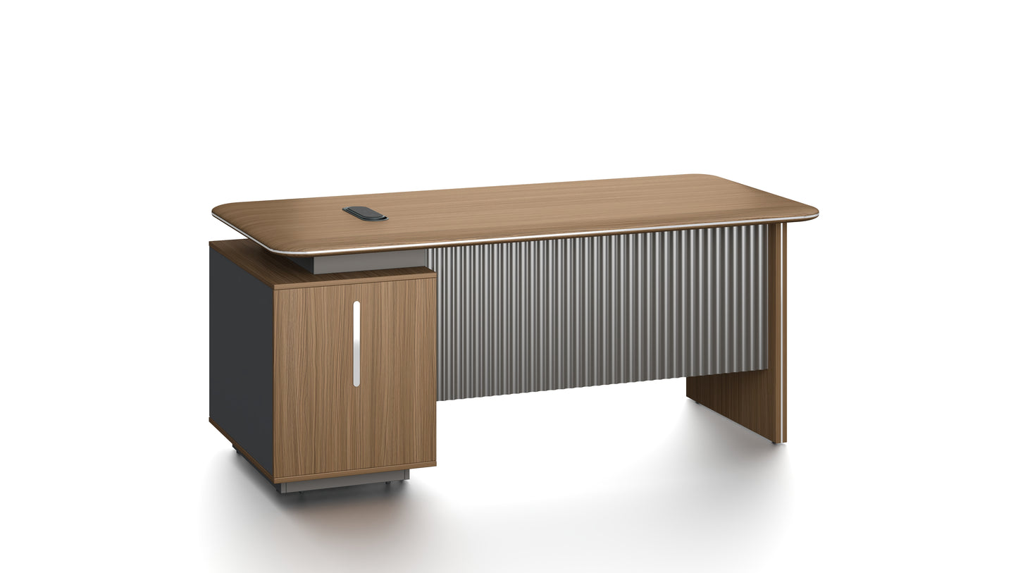 Premium Executive Straight Office Desk in American Walnut Melamine - Desktop Power Included - 1600mm, 1800mm, 2000mm - DG27-D01-STRAIGHT