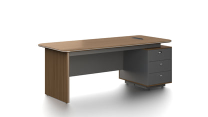 Premium Executive Straight Office Desk in American Walnut Melamine - Desktop Power Included - 1600mm, 1800mm, 2000mm - DG27-D01-STRAIGHT