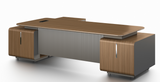 Premium Large Executive Corner Office Desk in American Walnut Melamine - Desktop Power Included - 2800mm - DG27-D022