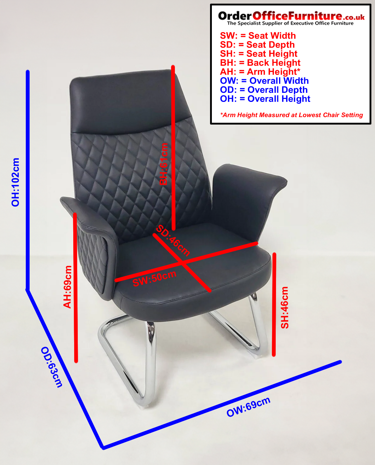 Modern Black Leather Meeting Room Chair with Winged Arm - DE2915C