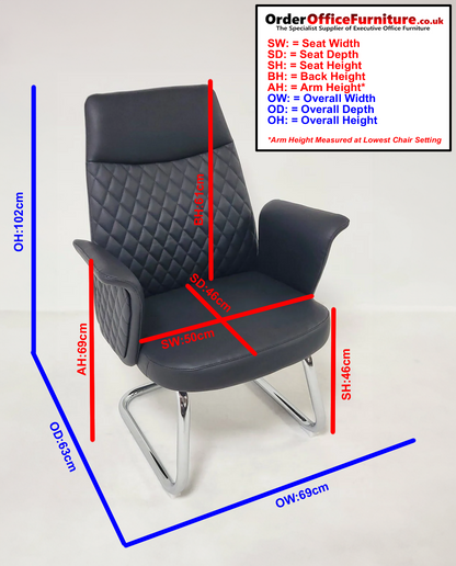 Modern Black Leather Meeting Room Chair with Winged Arm - DE2915C