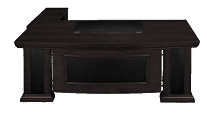 Contemporary Black Ash Real Wood Veneer Curved Executive Office Desk with Black Leather Detailing - With Pedestal and Return - 1800mm / 2000mm / 2200mm - EMP-DSK21