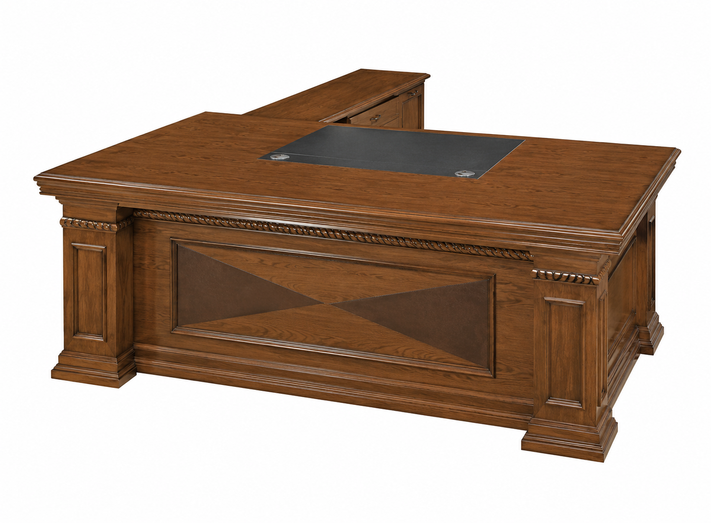 Elegant Light Walnut Real Wood Veneer Executive Office Desk with Pedestal and Return - 1800mm / 2000mm / 2200mm / 2400mm - EMP-DSK38