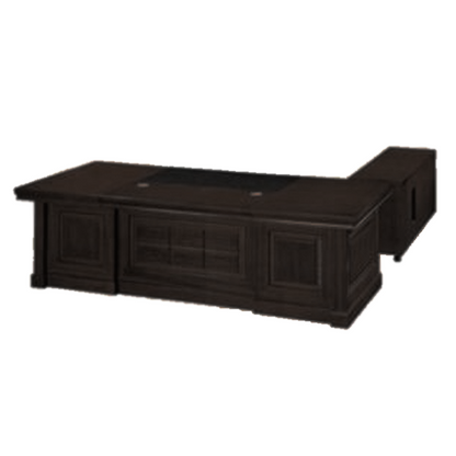Contemporary Black Ash Real Wood Veneer Executive Desk with Pedestal and Return - 2000mm / 2200mm / 2400mm - EMP-DSK82