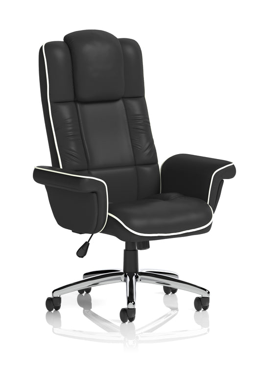 Chelsea High Back Soft Black Leather Executive Office Chair with Fixed Arms