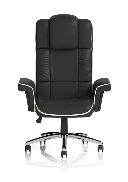 Chelsea High Back Soft Black Leather Executive Office Chair with Fixed Arms