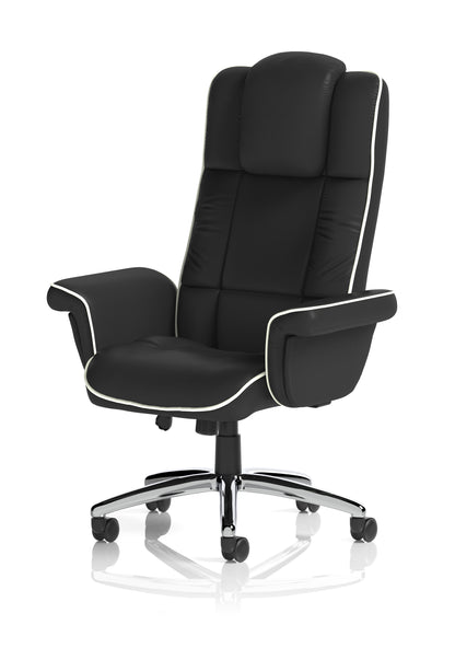 Chelsea High Back Soft Black Leather Executive Office Chair with Fixed Arms