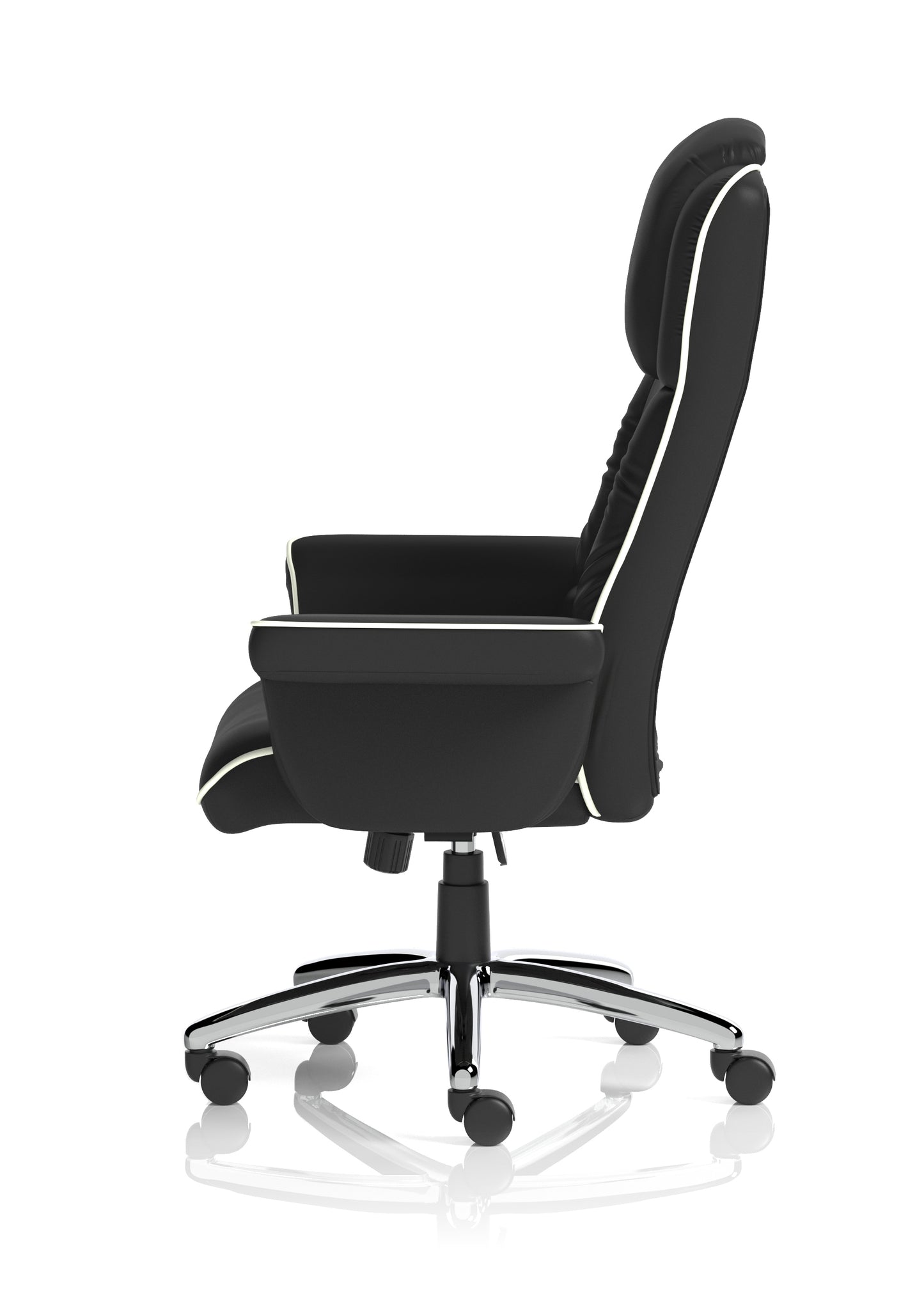 Chelsea High Back Soft Black Leather Executive Office Chair with Fixed Arms