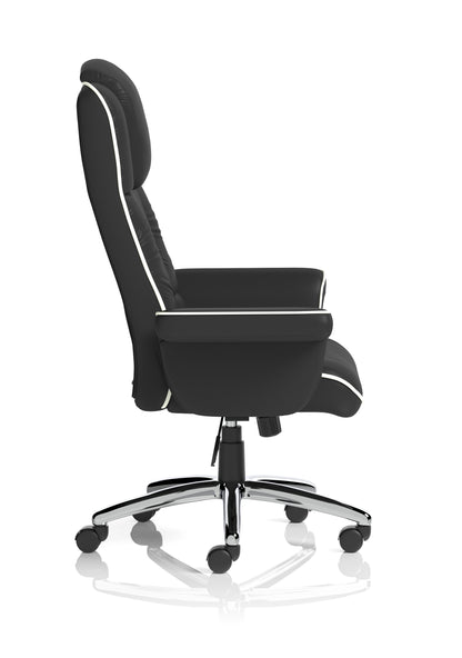 Chelsea High Back Soft Black Leather Executive Office Chair with Fixed Arms