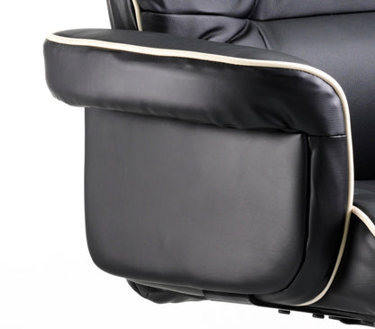 Chelsea High Back Soft Black Leather Executive Office Chair with Fixed Arms