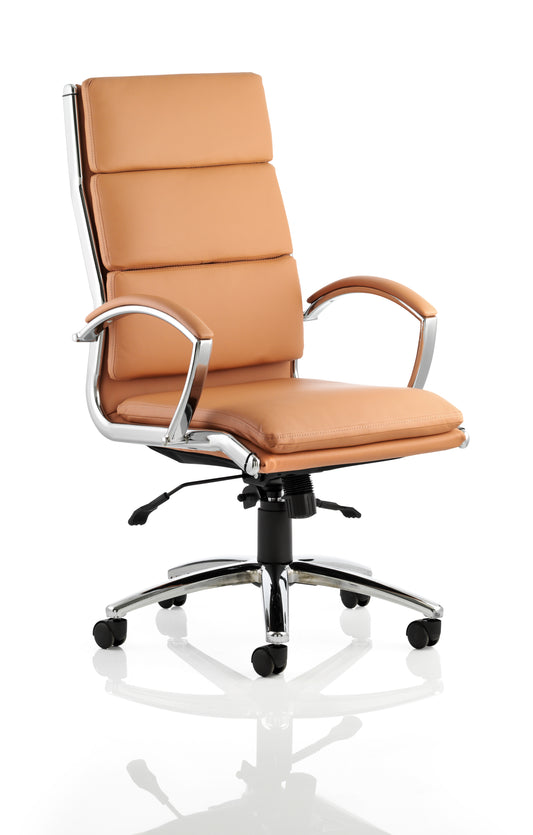 Classic Executive Bonded Leather Office Chair with Fixed Arms - Black, Tan or White