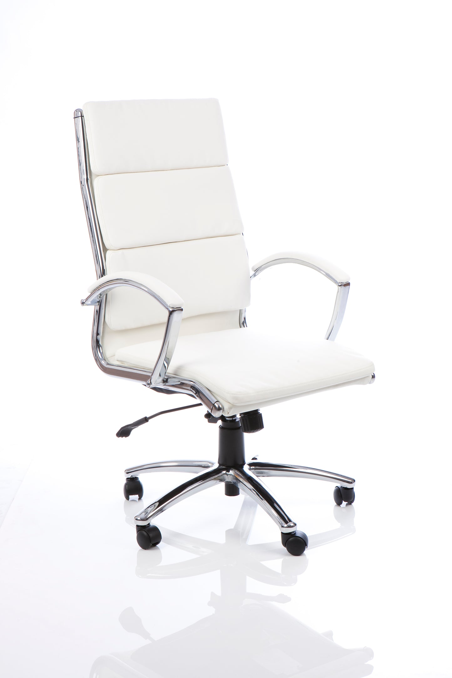Classic Executive Bonded Leather Office Chair with Fixed Arms - Black, Tan or White