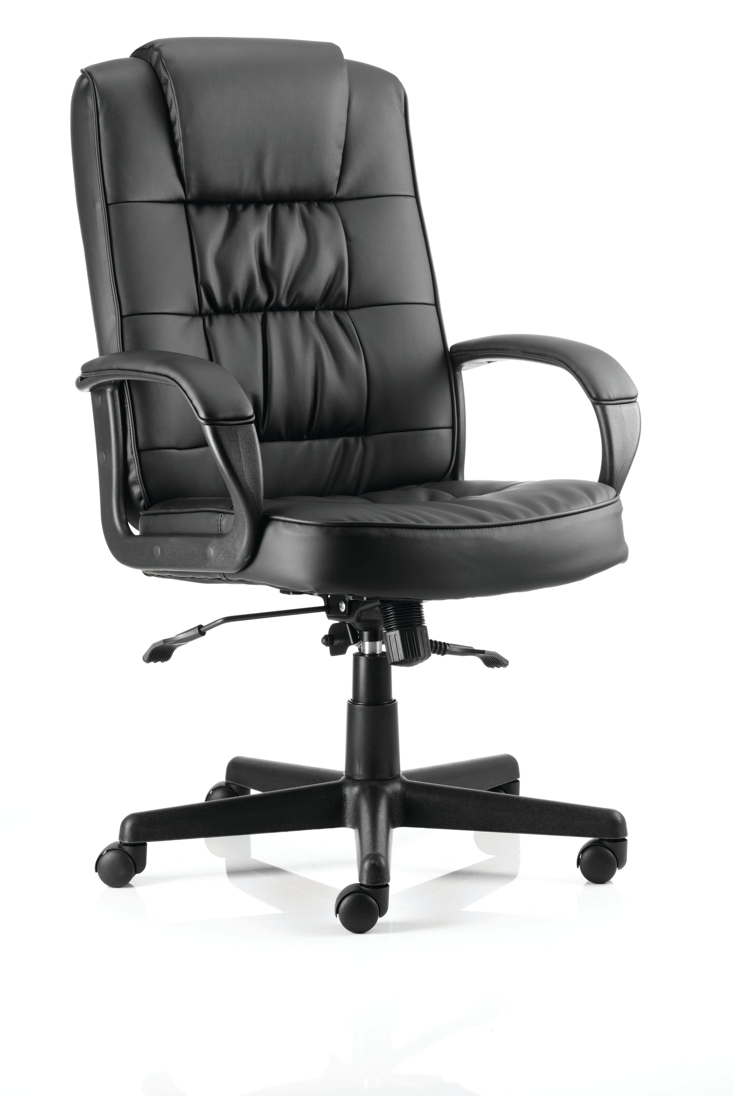 Moore High Back Black Executive Office Chair with Arms - Leather or Fabric Option